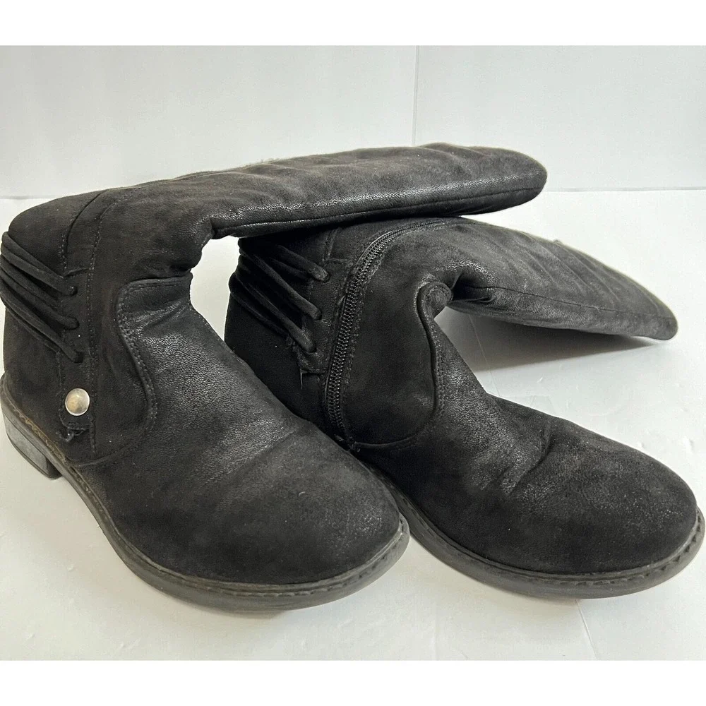 Girls Black Knit Trim Side Zip Knee High‎ Boots